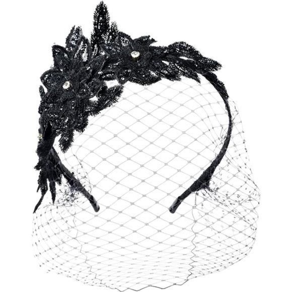 FASCINATOR Hats for Women Z5-black Birdcage Veil - Picture 5 of 5